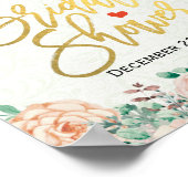 Poster Panneau Fête des mariées florale chic élégant (Coin)