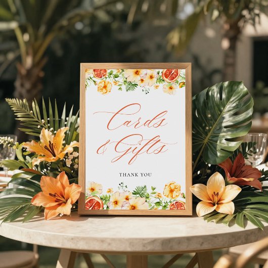 Poster Panneau Fête des mariées florale Citrus et cadeaux