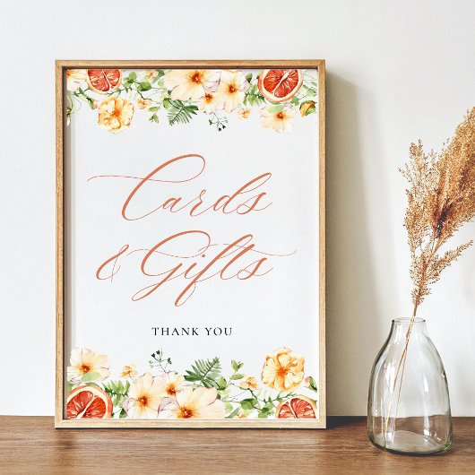 Poster Panneau Fête des mariées florale Citrus et cadeaux