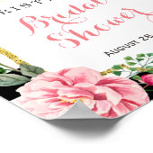 Poster Panneau Fête des mariées florale rose moderne (Coin)