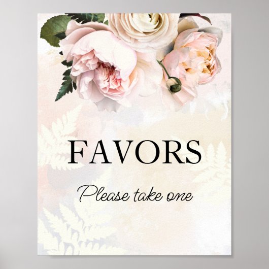 Poster Panneau Fête des mariées Rose Floral Faveurs (Devant)