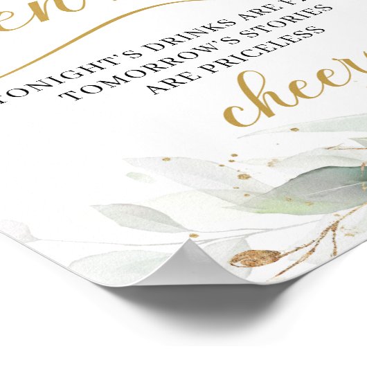 Poster Panneau feuille ouvert à l'eucalyptus or vert (Coin)