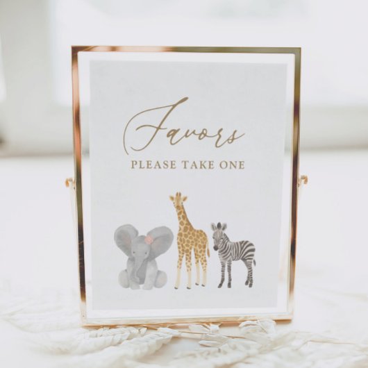 Poster Panneau Fille Baby shower Safari Faveurs