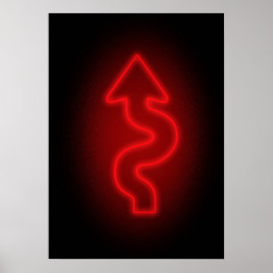 Poster Panneau fléché néon