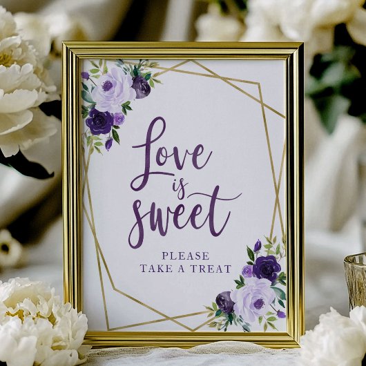 Poster Panneau Fleur Amour Sucré Or Pourpre