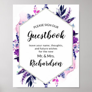 Poster Panneau Fleur Magique Violet Signez notre livre d'