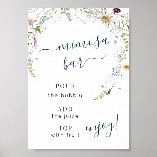 Poster Panneau Fleur sauvage Aquarelle Signe barre Mimosa (Devant)