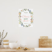 Poster Panneau fleur sauvage Baby shower BIENVENUE (Cuisine)