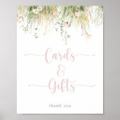 Poster Panneau Fleur sauvage Boho vert Cartes et cadeaux (Devant)