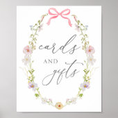 Poster Panneau fleur sauvage et carte-cadeau rose (Devant)