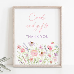 Poster Panneau Fleur sauvage Pastel rose Cartes et Cadeau