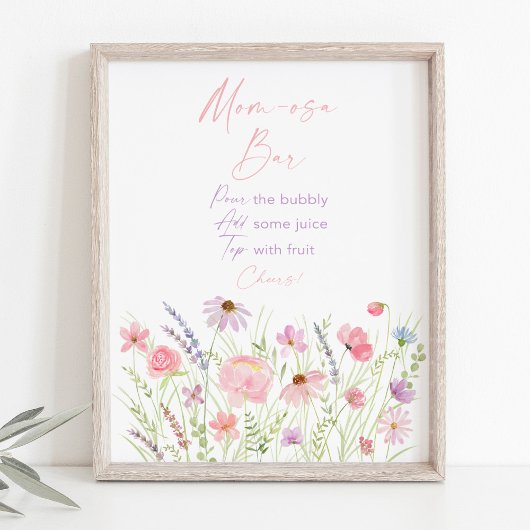 Poster Panneau Fleur sauvage Pink Pastel Baby shower Mimo