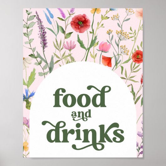 Poster Panneau fleur sauvage Retro Baby shower Aliments e (Devant)