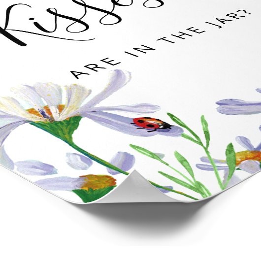 Poster Panneau Fleurs Blanches Combien de Baisers (Coin)