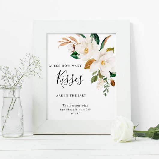 Poster Panneau Fleurs Blanches Combien de Baisers