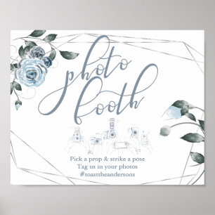 Poster Panneau Fleurs Bleu Poussiéreux Photomaton