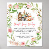 Poster Panneau Fleurs Roses Forêt 'Ne dis pas bébé' (Devant)