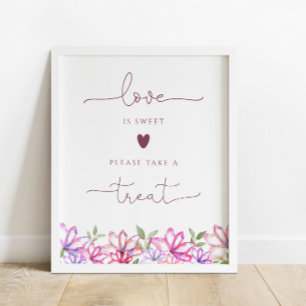 Poster Panneau Fleurs Rouges L'amour est une douce friand