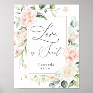 Poster Panneau Fleurs Rouges L'amour est une douce friand