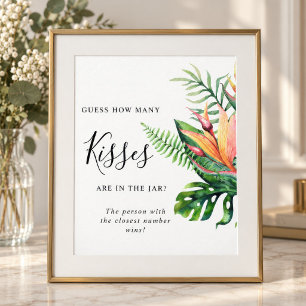 Poster Panneau Fleurs Tropicales Combien de Bisous