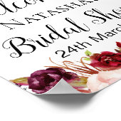 Poster Panneau floral boho Bourgogne - Panneau de bienven (Coin)