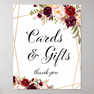 Poster Panneau floral boho burgundy 8x10"