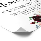 Poster Panneau floral bordeaux rose tendre en souvenir (Coin)