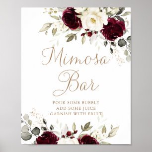 Poster Panneau Floral Bourgogne verdure Mariage Mimosa Ba