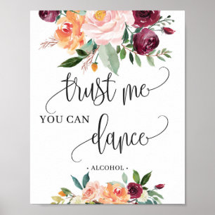 Poster Panneau floral d'automne rustique danser je vous f