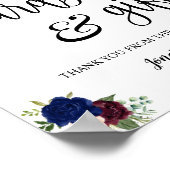 Poster Panneau floral de mariage bleu pour réception avec (Coin)