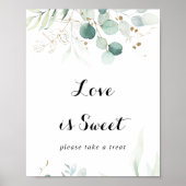 Poster Panneau floral doré Eucalyptus rustique Love Is Sw (Devant)