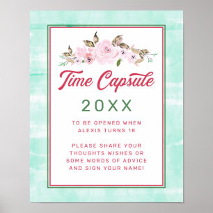 Poster Panneau Floral et Aquarelle rose