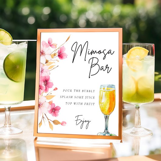 Poster Panneau Floral Mimosa Bar Fête des mariées