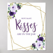 Poster Panneau floral or violet Combien de baisers (Devant)