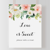 Poster Panneau floral simple avec feuillage vert Love Is