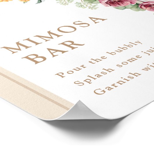 Poster Panneau floral tropical boho de bar Mimosa (Coin)