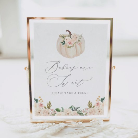 Poster Panneau Floral verdure Citrouille Baby shower Trai