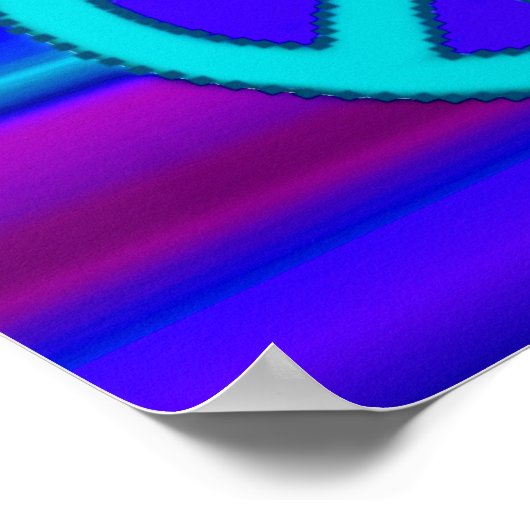 Poster Panneau Fractal et Paix Bleu (Coin)