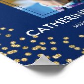 Poster Panneau Funéraire | Célébration de la Vie Bleu Or (Coin)