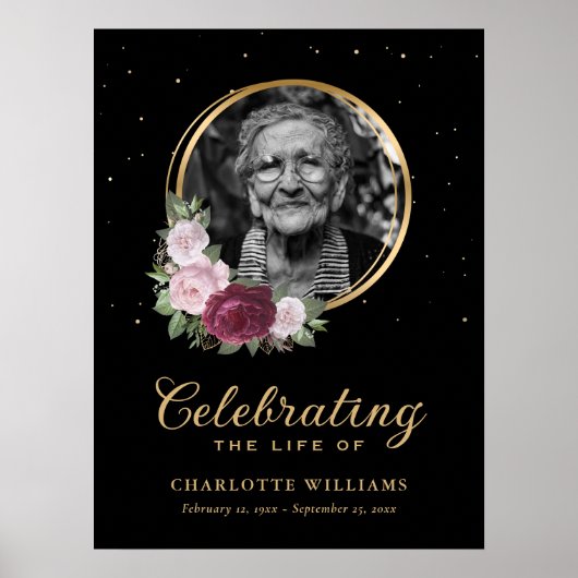 Poster Panneau funéraire personnalisé de célébration de v (Devant)