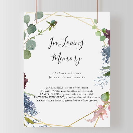 Poster Panneau géométrique doré et bordeaux en souvenir a