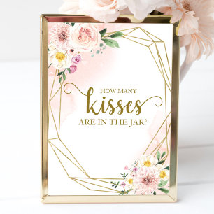 Poster Panneau géométrique floral rose baiser combien