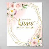 Poster Panneau géométrique floral rouge tendre Combien de (Devant)