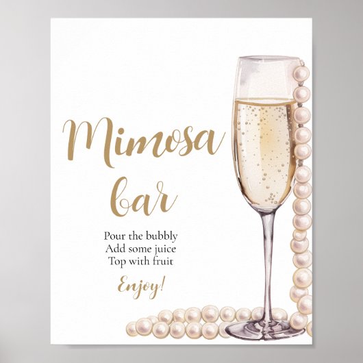 Poster Panneau Gold Pearls et Prosecco Champagne Mimosa B (Devant)