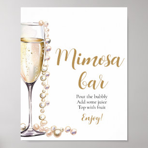 Poster Panneau Gold Pearls et Prosecco Champagne Mimosa B