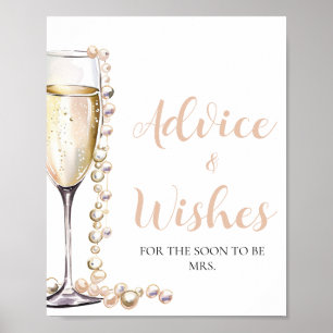 Poster Panneau Gold Pearls et Prosecco Conseils et Voeux