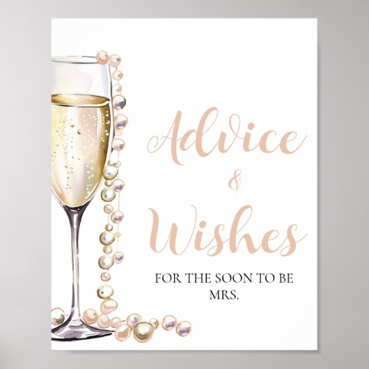 Poster Panneau Gold Pearls et Prosecco Conseils et Voeux (Devant)