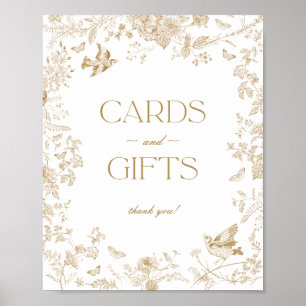 Poster Panneau Gold Toile De Jouy Cartes et Cadeaux Flora