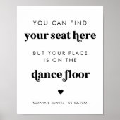 Poster Panneau Gras Retro Script Funky Dance Floor Mariag (Devant)