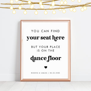 Poster Panneau Gras Retro Script Funky Dance Floor Mariag